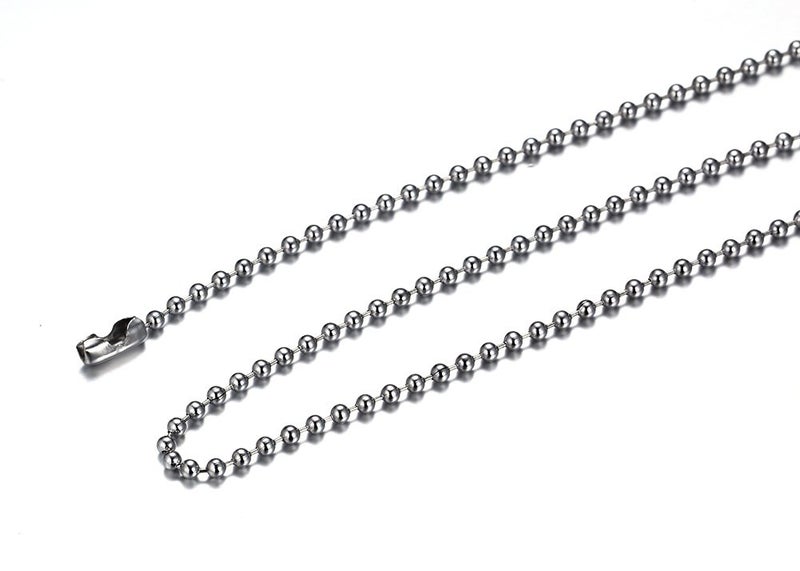 SINLEO Titanium Stainless Steel Small Beads Ball Chain Necklace for Men Women Dog Tag Link Chain Silver 2.4MM 28 Inches - Image 3